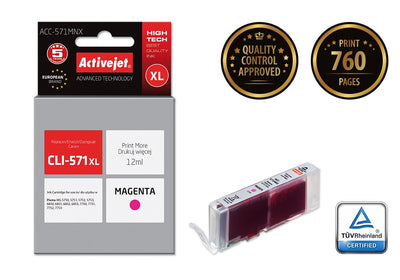 Activejet Ink ACC-571MNX (reemplazo Canon CLI-571M XL - Supreme - 12ML - Magenta — image 1