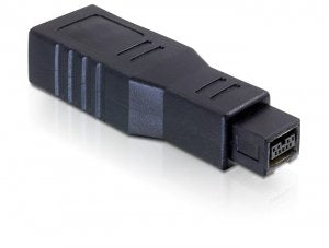 Delock Adapter Firewire FW800 9PIN - FW400 6PIN M/H Black — image 1