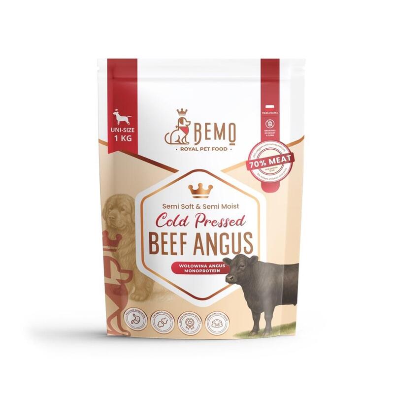 Bemo Cold Pressed Beef Angus - Comida Mascotas Tloczona Na Zimno Perros Z Wolowina Angus 1KG