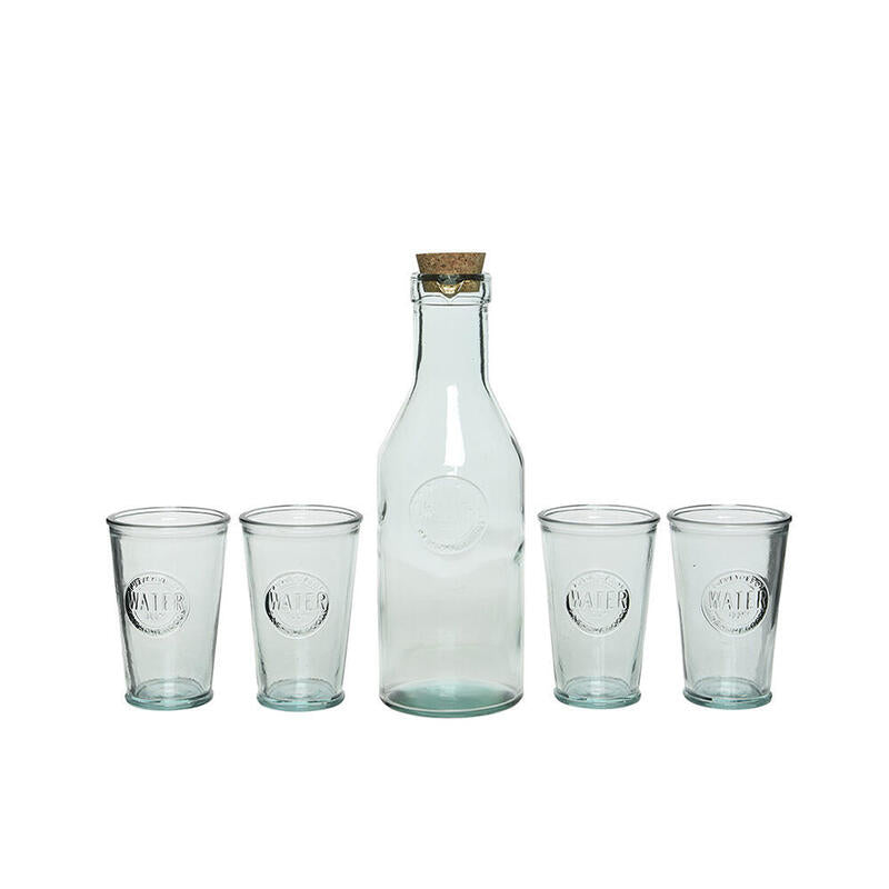 Bottle And 4 Glasses Glass 100% Reciclados