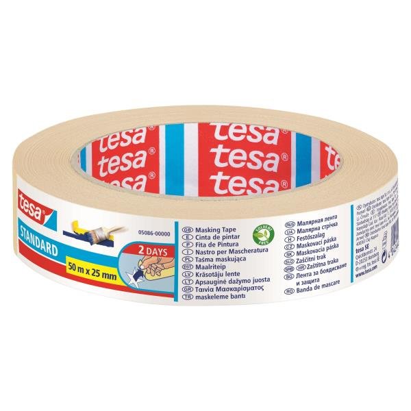Tesa Standard Tape Pintor 25MM X 50M - Fabricada Paper - Libre Disolventes - No Deja Residuos