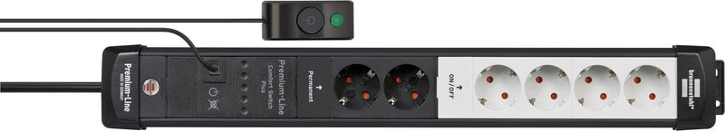 Brennenstuhl Power Strip 1951560103 Base Múltiple 3M 6 Salidas AC Indoor Black Grey Claro