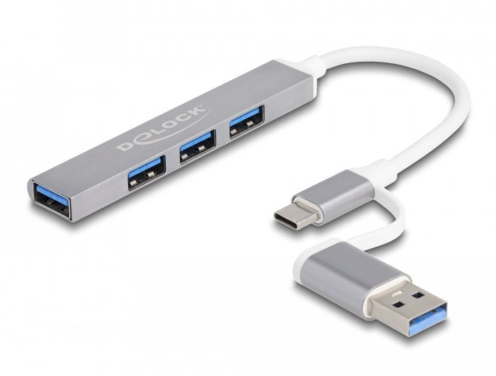 Delock 4 Port Slim USB Hub With USB Type-c Or USB Typ-a, USB Hub 64214