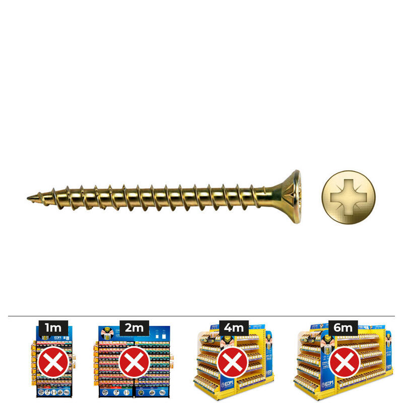 Caja 200 Unidades Tornillo Madera Vlox Rosca Completo Avellanado Impronta Pz Ø 4X45 Mm. Bicromatado
