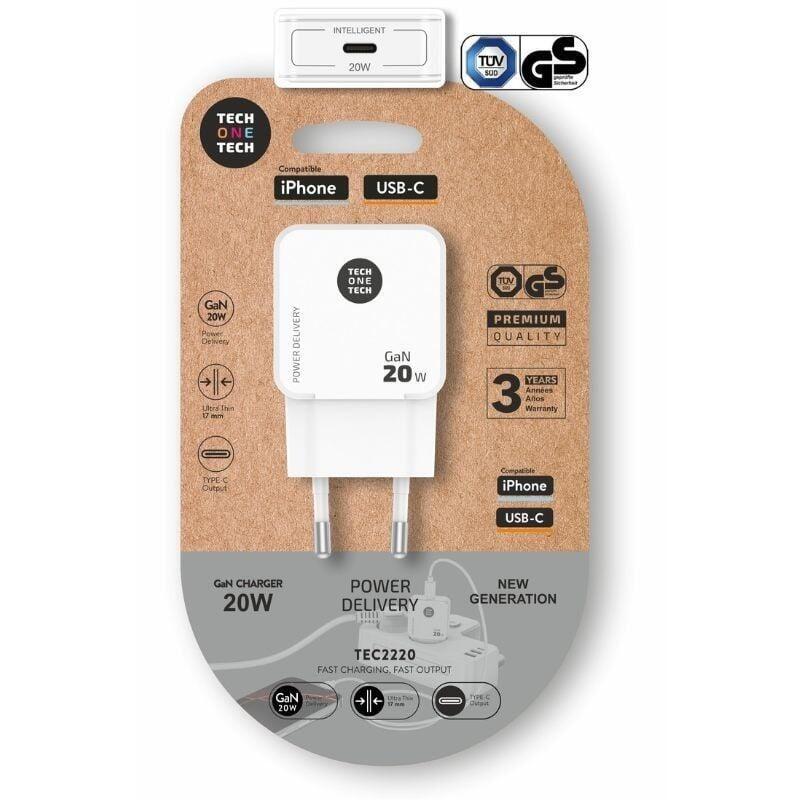 Tech One Tech Wall Charger GaN GaN TEC2220 1x USB Type-c 20W White