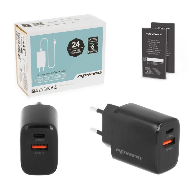 Charger GaN 30W USB-C Pd + USB-A Black