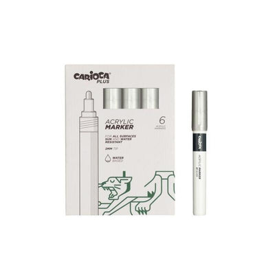 Carioca Plus Pack 6 Marcadores Acrilicos - Punta 2MM - Silver — image 1