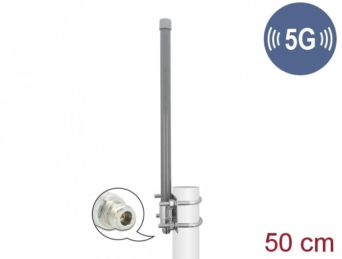 Delock 90417 Antenna 5G 3,3 - 3,8GHZ Female N 8 dBi 50CM Omnidirectional Fixed Exteriores Gris