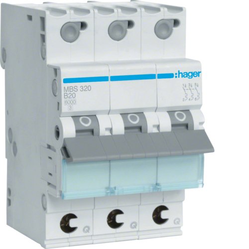 Hager Switch Magnetotérmico MBS320 3POLOS 6KA B-20A Quickconnect 3M