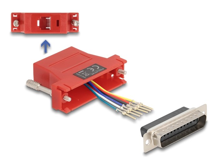 Delock D-sub 25 Pin Connector Male a RJ12 Connector Female Kit Assembly Red