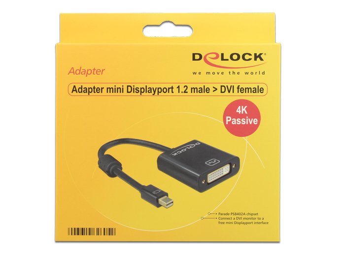 Delock Adapter Mini DisplayPort 1.2 Male DVI Female 4K Passiv Black