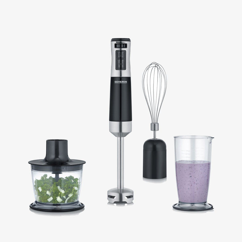 Severin Blender Mano Sm 3772 Black/Steel Inoxidable Brushing With Set Of Accesorios 4008146040689