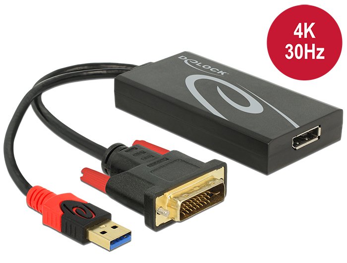 Delock Adapter DVI Male DisplayPort 1.2 Female Black