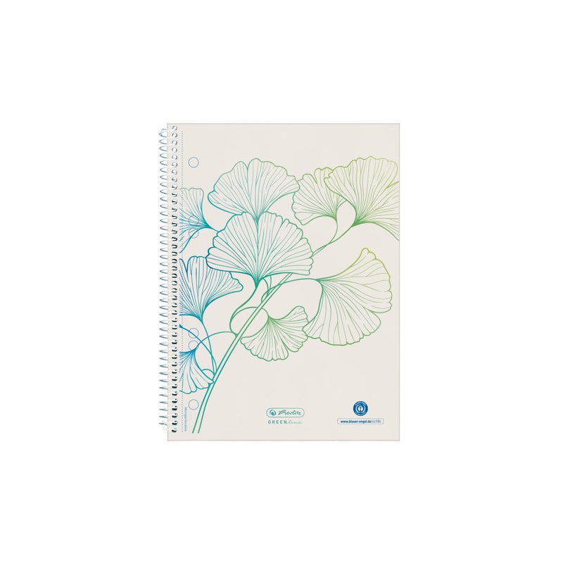 Herlitz Notebook Espiral A5 70 Hojas a Cuadros Greenline Ginkgo
