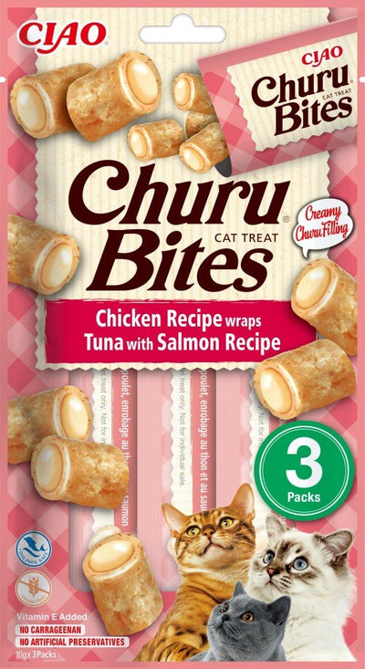 Inaba Golosina Gatos Churu Bites Pollo With Atún And Salmón 3X10 G — image 1