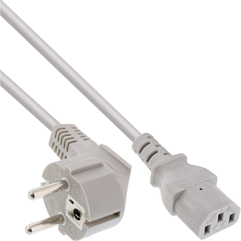 Inline Cable Power , Schutzkontakt Ángulo a 3 Pines IEC C13, Grey 3M