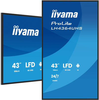 Iiyama LH4364UHS-B1AG Screen Plana Señalización Digital 109,2CM (43) LED Wi-Fi 500 Cd / M² 4K Ultra HD Black — image 1