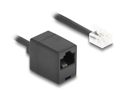 Delock Cable Telefónico Cable Espiral RJ11 Connector Male a RJ45 Connector Female Black 10M — image 1
