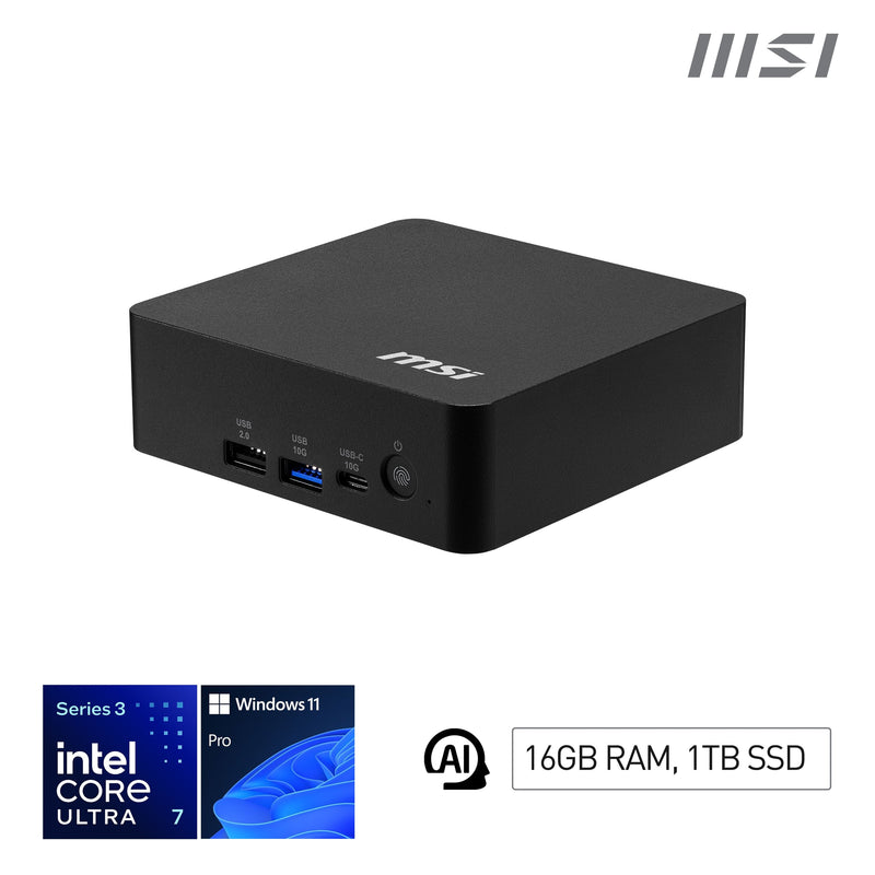 Msi Cubi Nuc Ai + 3MG-003EU Intel Core Ultra 7 355 16GB 1TB SSD W11P Black
