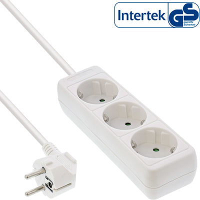 Inline Power Strip 3 Sockets 3X Type F With Security Children White 1.5M — image 1