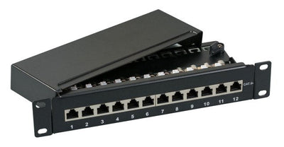 Mini Patchpanel 12x RJ45 CAT.6A,1HE 10,WANDBEF.,GRAU — image 1