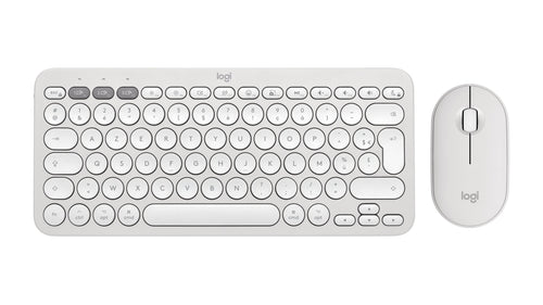 Logitech Keyboard English + Mouse Pebble 2 Combo RF Wireless + Bluetooth QWERTY Internacional Ee.uu. White — image 1