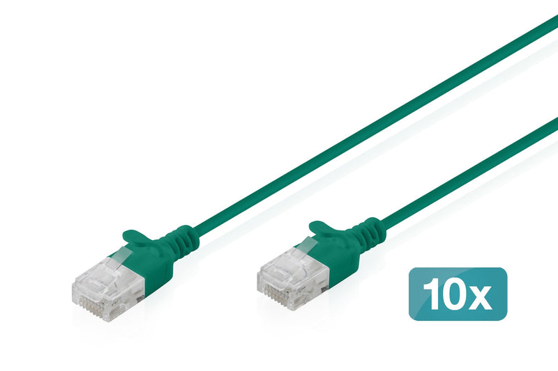 CAT.6 U-UTP Slim Network Cable, 1,5M, Green 10 Pcs