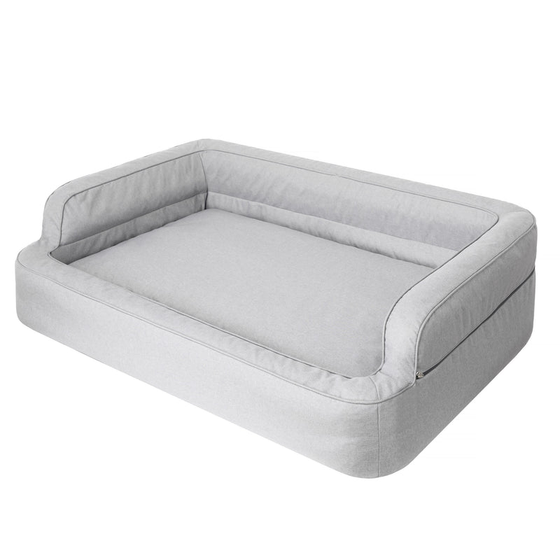 Mano Ergonomic Dog Bed with Removable Cover – Grey, L