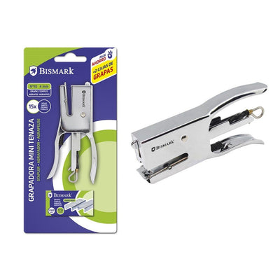 Bismark Stapler Mini Tenaza Cromada + 2000 Staples - Capacity Grapado 15 Hojas - Design Ergonomico - High — image 1