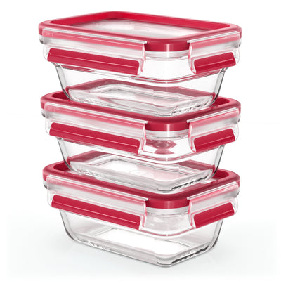 Emsa N10511 Clip & Close Glas Frischhaltedosen-set 3-TEILIG Transparent/Red — image 1