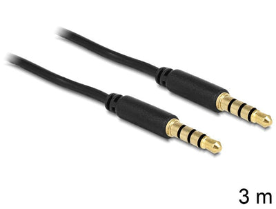 Delock Cable Jack 3,5MM 4 Pin Male 3M Black — image 1