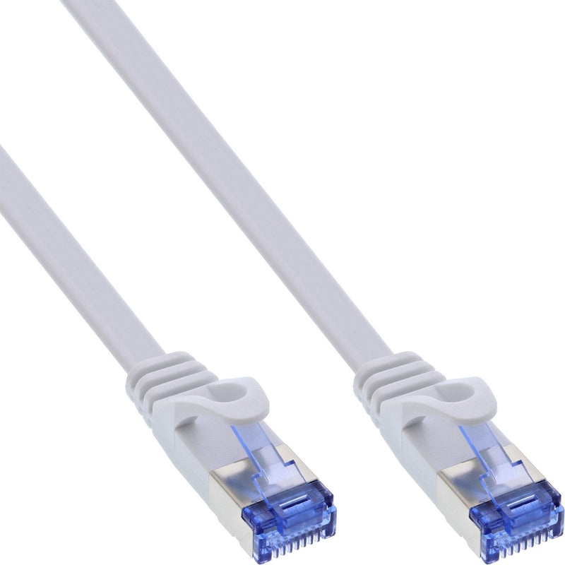 Inline Network Cable Flat , U/FTP, CAT.6A, White 0,5M