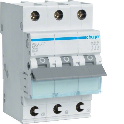 Hager Switch Magnetotérmico MBS332 ** 3POLOS 6KA B-32A Quickconnect 3M