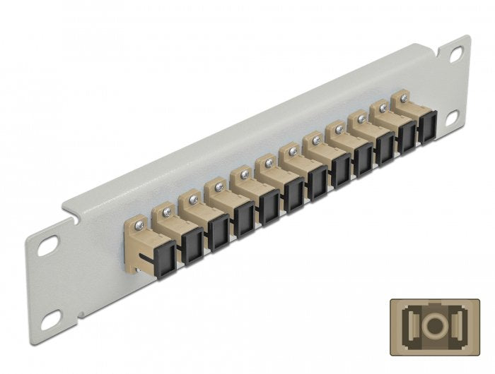 Delock 10 Lwl Patchpanel 12 Port Sc Simplex Beige 1 He Grey