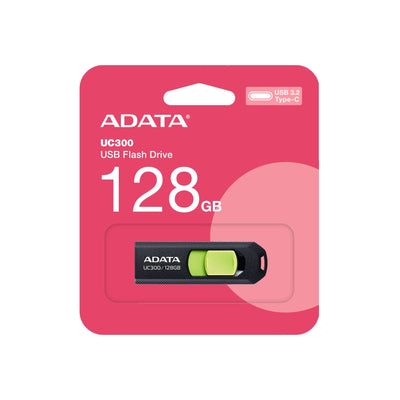ADATA USB Flash Drive Flashdrive UC300 128GB USB-C 3.2 Black Green — image 1