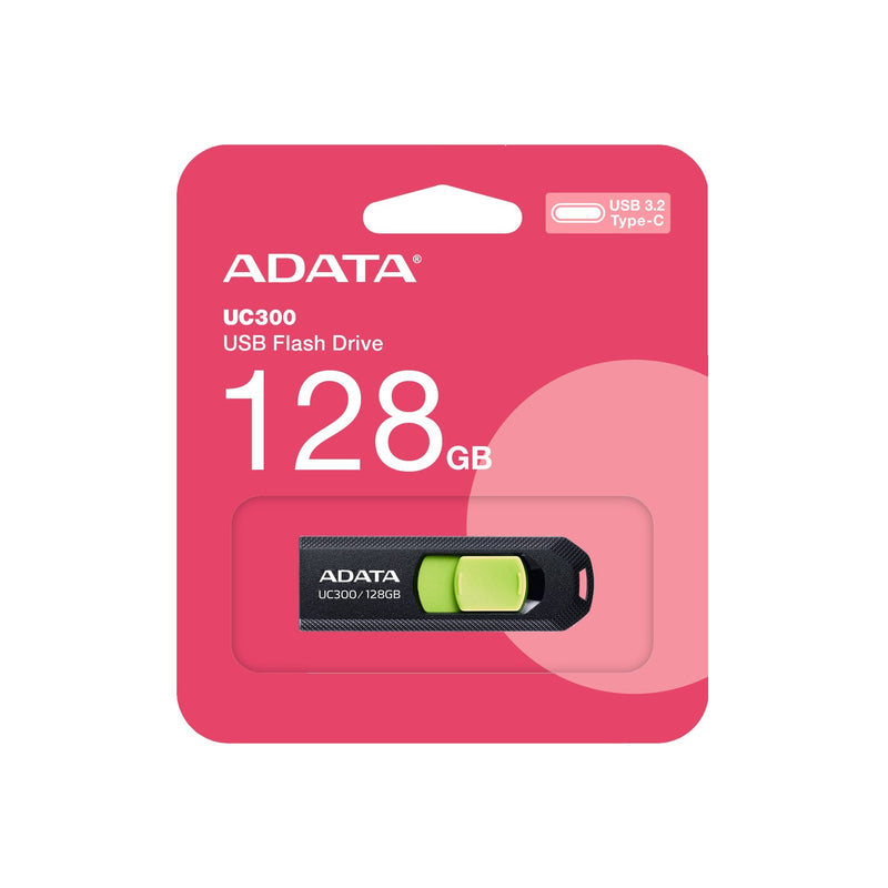 ADATA USB Flash Drive Flashdrive UC300 128GB USB-C 3.2 Black Green