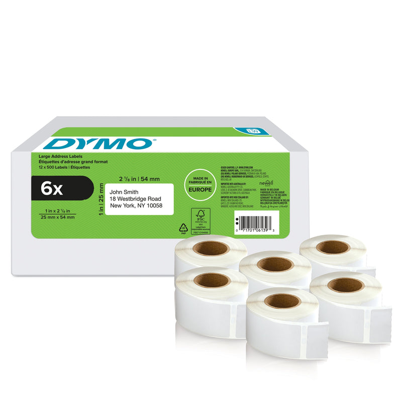 Dymo 2177564 Label Printer White 6 Rolls 500 25X54MM