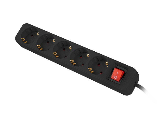 Lanberg Power Strip 5 Sockets Schuko With Protecion Black 3M