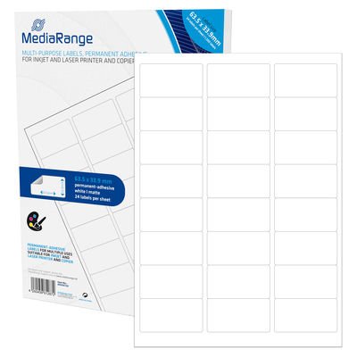 Mediarange MRINK150 Label Self-adhesive White Permanente 1200 Pieces
