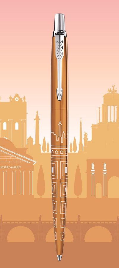 Parker Pen Jotter Edition Special Rome Bronze Ct Punta Media With Ink Blue Box Of Regalo