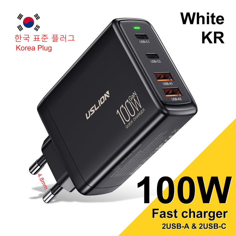 100W Gallium Nitride 4-port Fast Charging Charger