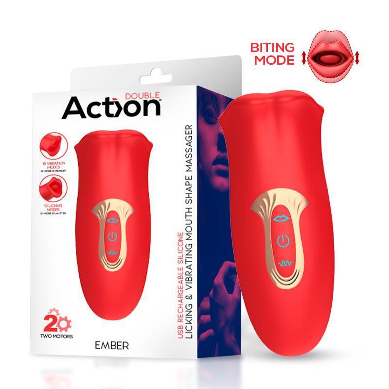 Ember Massager Forma Boca With Lameteo And Vibración USB Silicone