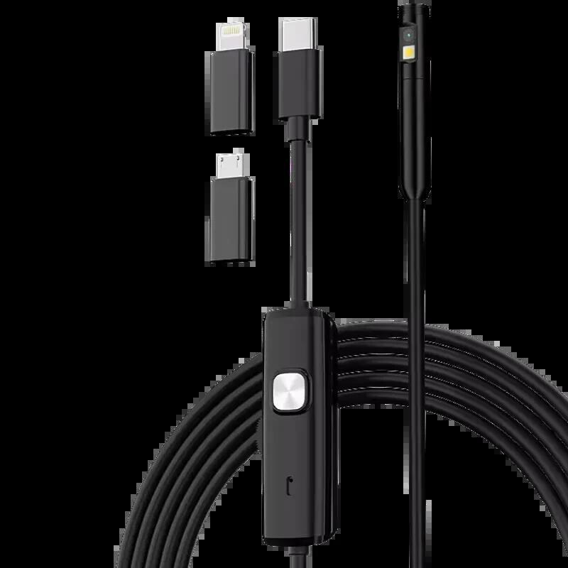 Endoscopio 8MM Dual Lens (lightning/USB-C/Microusb) – Hard Cable – 3.5M