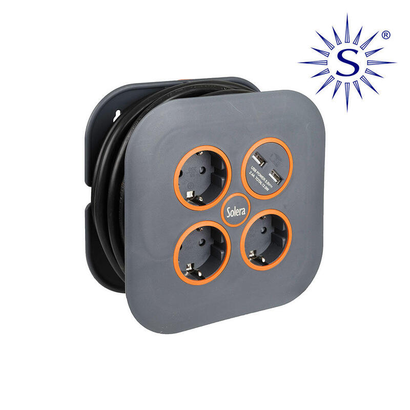 Solera Enrollacables With 3 Bases 2P + T And 2 USB 7321USB
