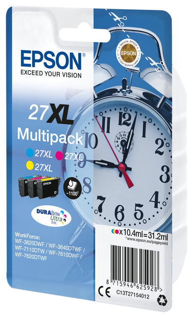 Epson 27XL Multipack Paquete 3 31.2ML XL Yellow Cyan Magenta Genuine Blíster With Alarm RF Ink Cartridge Work — image 1
