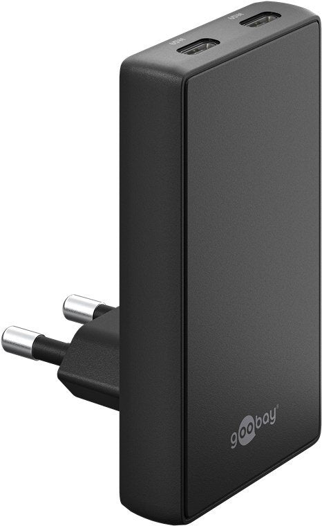 Goobay Fast Charger Dual USB-C Pd GaN 90° Black 65 Watts 75725