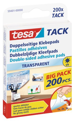 Tesa Almohadillas Adhesivas Tack, 200 Units Reutilizables, Transparentes — image 1