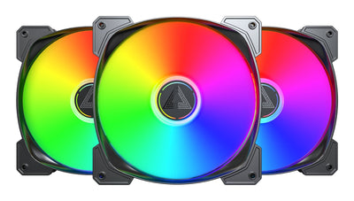 Montech Fan PC HP140 ARGB PWM 140X140X25, Black Paquete 3, 140MM HP140 ARGB PWM 3 In 1 Pack — image 1