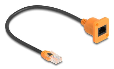Delock D Type RJ45 Cable Connector Male a Female CAT.5E UTP Orange Black 30CM — image 1