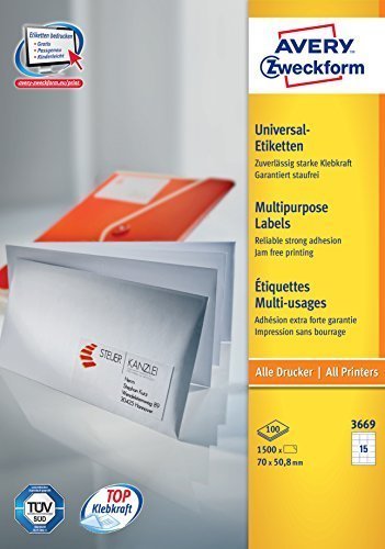 Avery Zweckform Labels 3669 White 70,0 X 50,8MM